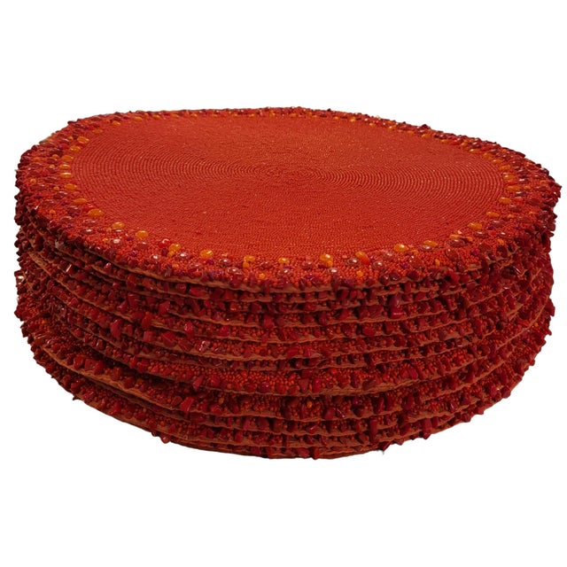 1980s Set of 15 Kim Seybert Placemats in a Faux Red Coral Chairish
