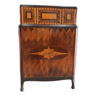 1930’s Art Deco Marquetry Chiffonier Gentlemen’s Chest For Sale