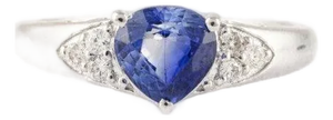 Trillion Cut Sapphire Birthstone Engagement Ring With Diamonds Size 7