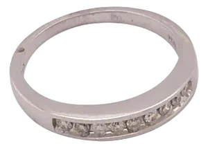 14 Karat White Gold Wedding Band Anniversary Ring With Diamonds 0.45 TDW