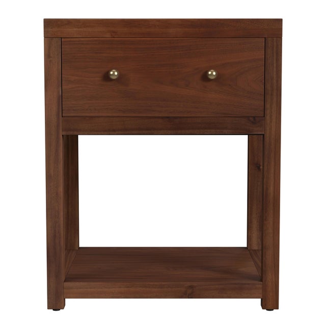 Spritely Home Accent Furniture Nora 21 in. W Rectangular Wood 1 Drawer Small Nightstand with Lower Open Shelf, Walnut For Sale - Image 4 of 8