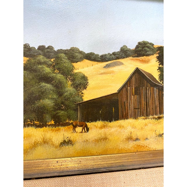Mid 20th Century Richard Danskin Original Oil Painting Horse Farm Barn Rustic Landscape Carmel California For Sale - Image 4 of 12