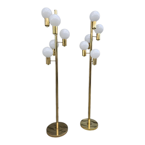 Mid-Century Hollywood Regency Robert Sonneman Style Brass Floor Lamps a Pair