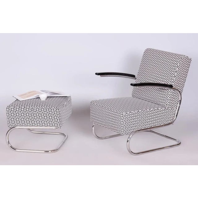 Set of Bauhaus Armchair with Foot Stool from Mücke-Melder, 1930s For Sale - Image 4 of 9