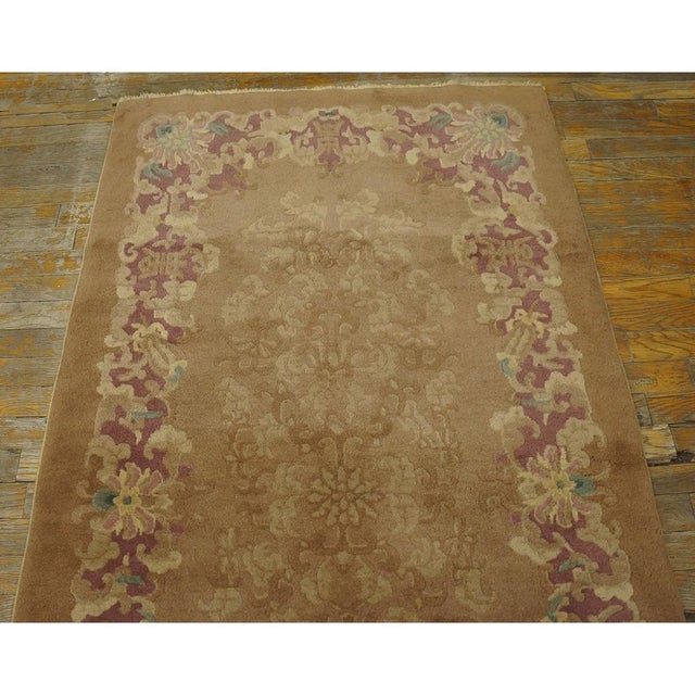 Antique Art Deco Chinese Floral Ivory Beige Cream White 1920s Rug, Circa Date: 1920s. This exceptional example of 1920s...