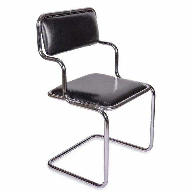 Black Leather Chair from the Mánes Exhibition Hall For Sale - Image 12 of 12