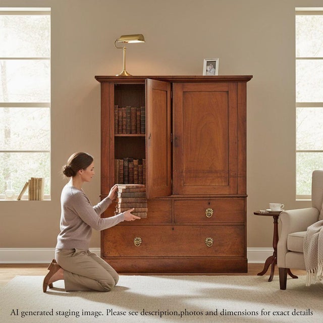 Early 19th Century Antique Georgian Mahogany Linen Press Wardrobe, 1800s For Sale - Image 5 of 10