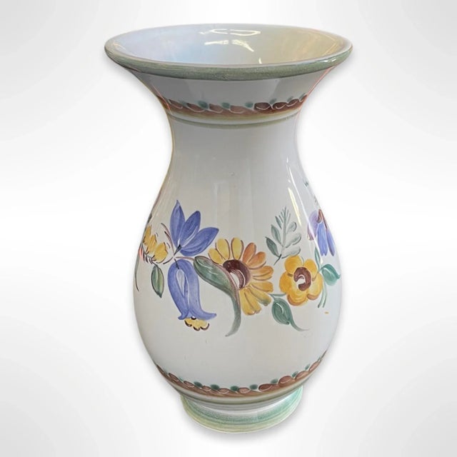 English Vintage Hand Painted Keramik Austrian Floral Vase For Sale - Image 3 of 6