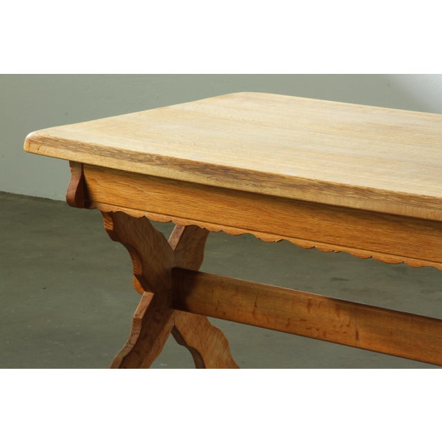 Small Vintage Brutalist Oak Writing Desk, Denmark, 1960s For Sale - Image 10 of 17