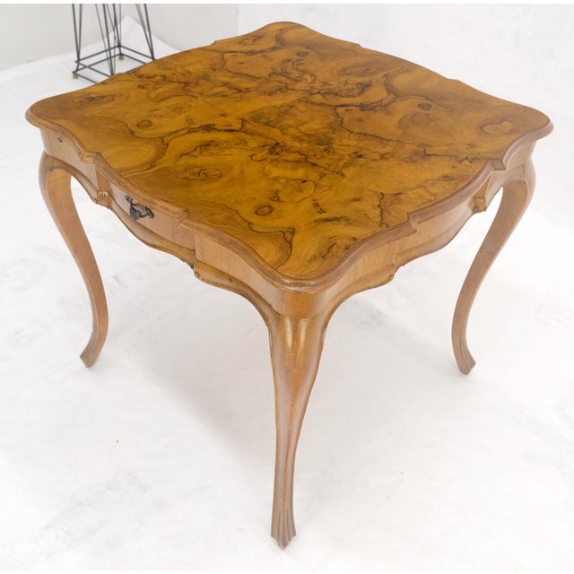 Italian Olive Burl Wood Game Table Pull Out Trays One Drawer MINT! For Sale - Image 10 of 16