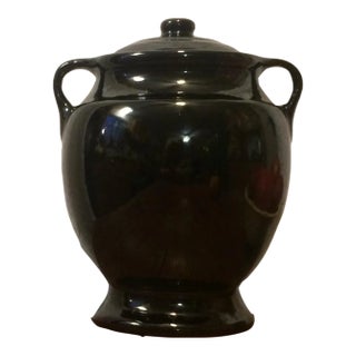 Orange Day Lily, Black Large Art Nouveau Arts & Crafts Sculptural Urn W/ Lid For Sale