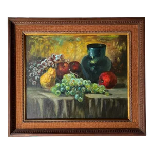 60's Vintage Fruit Still Life Oil Painting, Frame