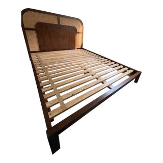 Nadi Wood and Cane Queen Bed For Sale