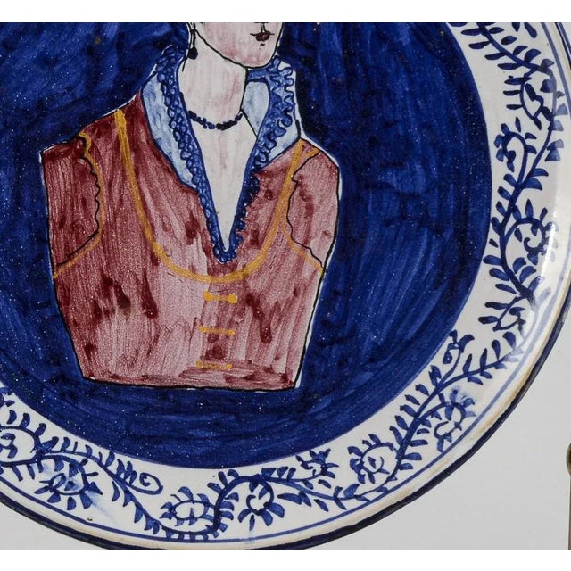 Plate with Painted Head by Appignano For Sale - Image 3 of 6
