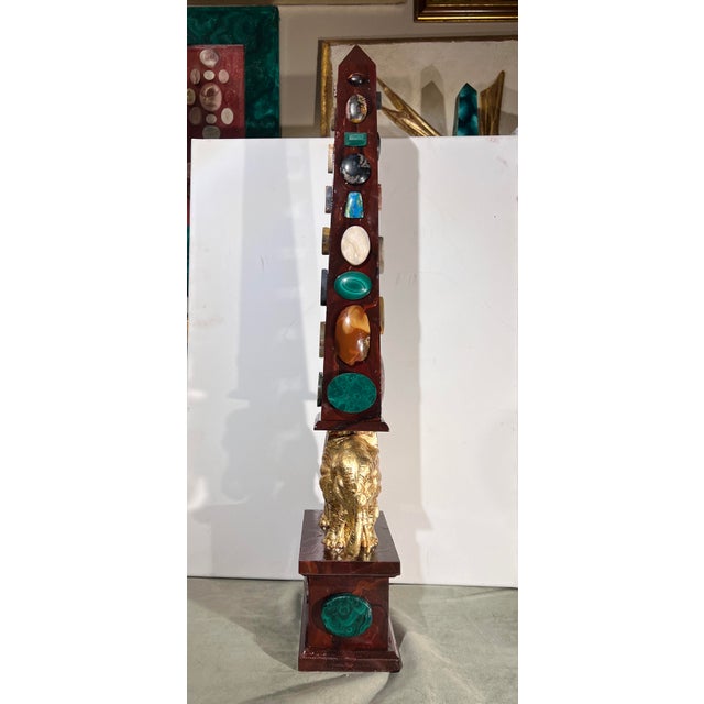 Large Italian Grand Tour style Classical Faux Marble Handpainted Obelisk of the Minerva (Minerveo), with gilded elephant...