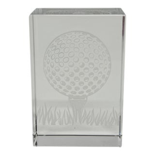 Baccarat Paperweight With Etched Golf Ball & Tee For Sale