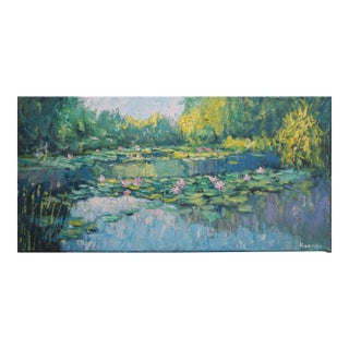 Original Oil Landscape of Lily Pond For Sale