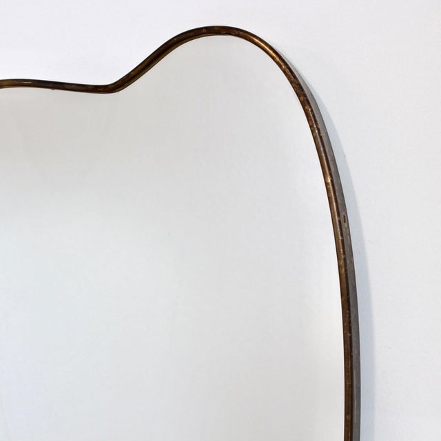 Mid-Century Modern Italian Wall Mirror with Brass Frame, 1960s For Sale - Image 4 of 14
