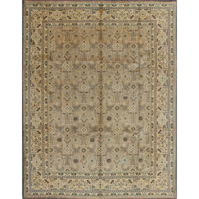 Sand 1950s Semi Vintage Tabriz Rug - 10′1″ × 12′9″ For Sale - Image 8 of 8