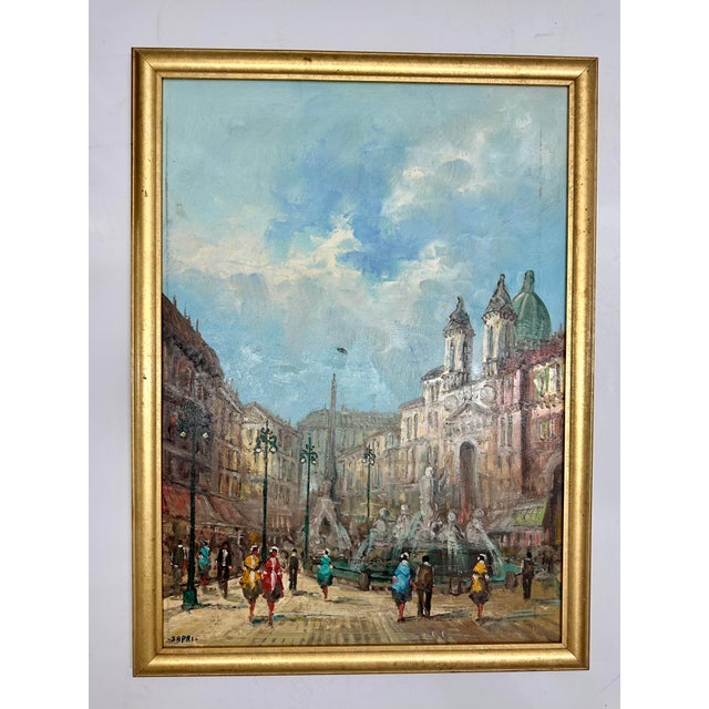 Vintage Framed Italian Street Scene Signed Sapri For Sale In Atlanta - Image 6 of 6