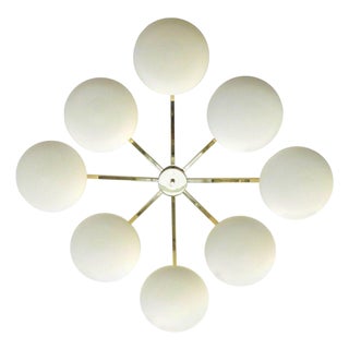 21st Century Otto Polished Brass Matte White Murano Glass Flush Mount by Fabio LTD For Sale
