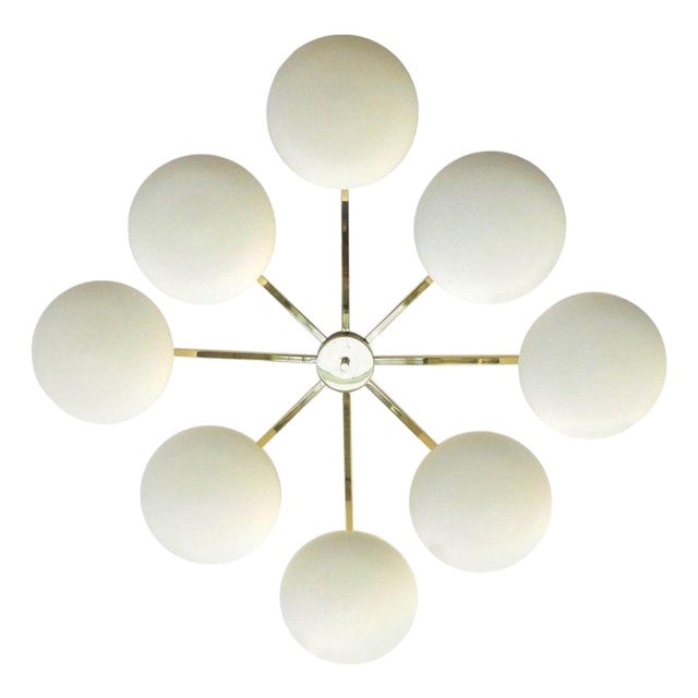 21st Century Otto Polished Brass Matte White Murano Glass Flush Mount by Fabio LTD For Sale