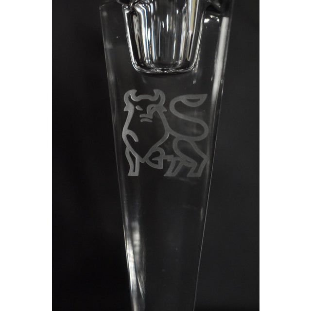 Rosenthal Crystal Madison Candlesticks Vintage Merrill Lynch Etched Bull Pair For Sale In Philadelphia - Image 6 of 15