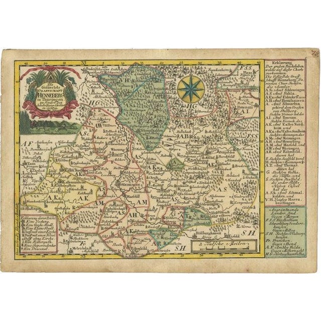 Mid 18th Century Antique Map of the Region of Henneberg by Schreiber, 1749 For Sale - Image 5 of 5