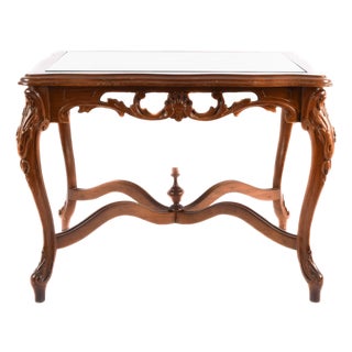 Hand-Carved Walnut Side Table For Sale