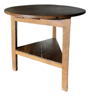 Antique 1920s English Solid Wood Cricket Table