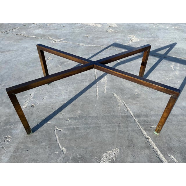 Bronze X-Base Coffee Table Manner of Philip and Kelvin LaVerne For Sale - Image 10 of 13