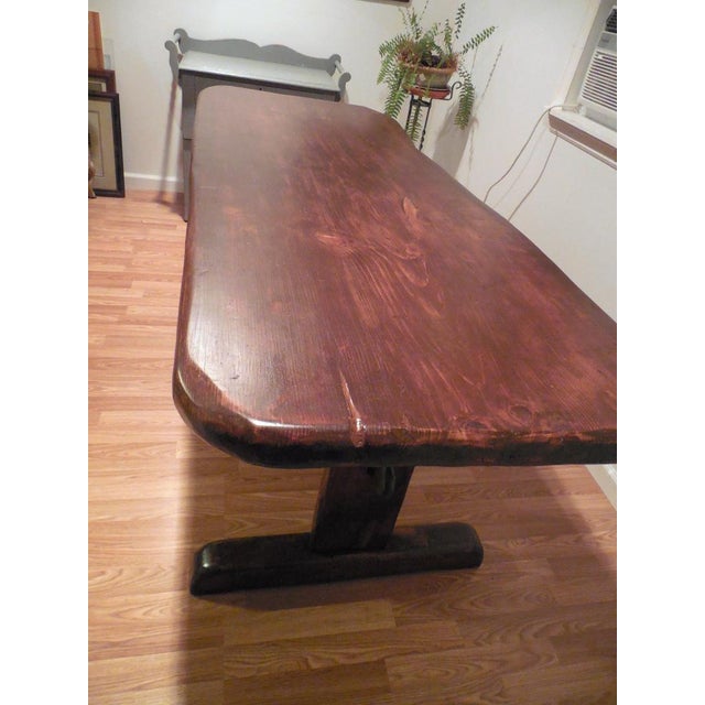 MidCentury Handcrafted Live Edge Full Slab Trestle Table Fom Tunbridge Tables Vermont Chairish