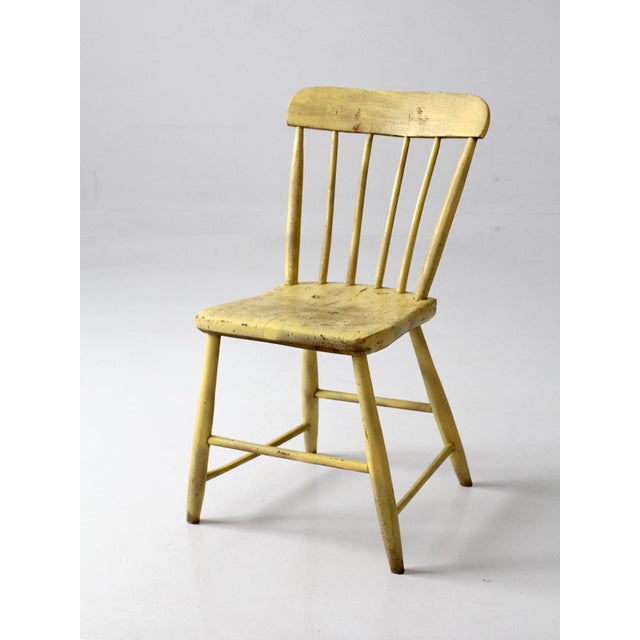 Antique Primitive Painted Plank Seat Chair For Sale - Image 12 of 12