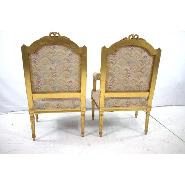 Early 1900s Antique Louis XVI Arm Chairs - Set of 2 For Sale - Image 4 of 10
