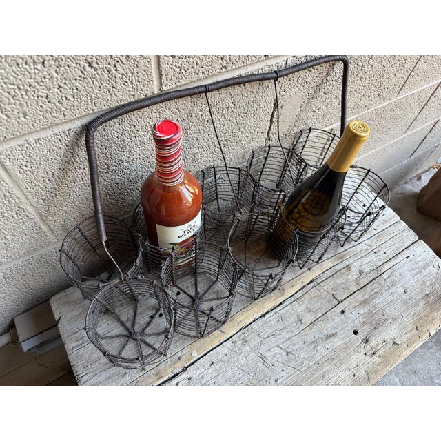French 1920s French Wire Wine Bottle Carrier Rare Find For Sale - Image 3 of 7