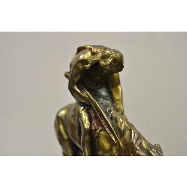 Early 20th Century Vintage Bronze Clad 8" End of Trail Indian on Horse Figure Bookends - A Pair For Sale - Image 5 of 12