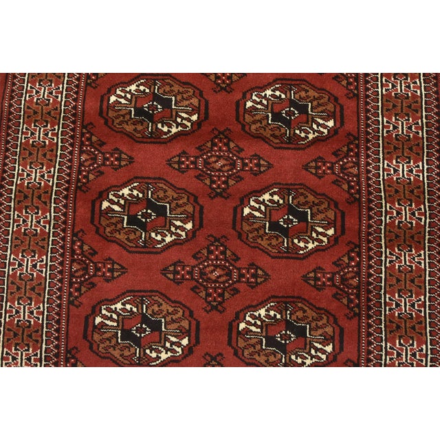 1990s Turkmen Rug 3'3'' X 5' Red Wool Vintage Tribal Hand-Knotted Oriental Carpet For Sale - Image 5 of 12