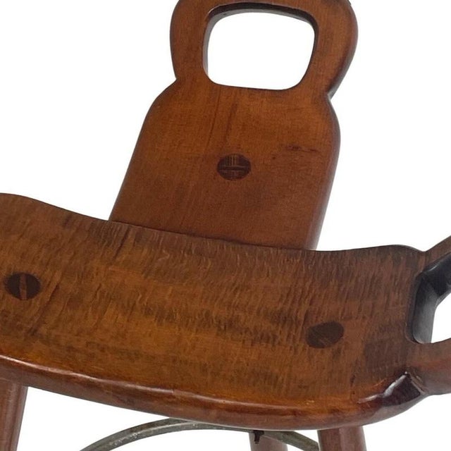 Spanish Brutalist Marbella Bar Stool by Sergio Rodrigues for Confonorm, 1970s For Sale - Image 4 of 8