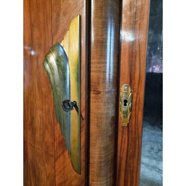 Art Deco French Walnut Wardrobe with Mirrored Door, 1930s For Sale - Image 9 of 18