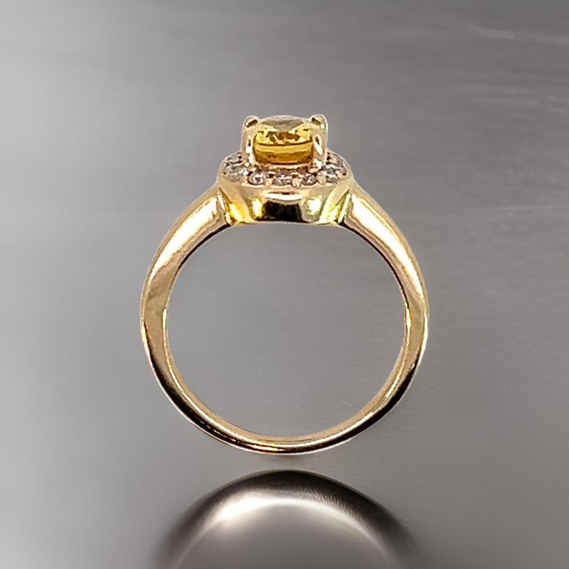 Metal Natural Citrine Diamond Ring 6.5 14k Yellow Gold 1.74 TCW Certified For Sale - Image 7 of 14