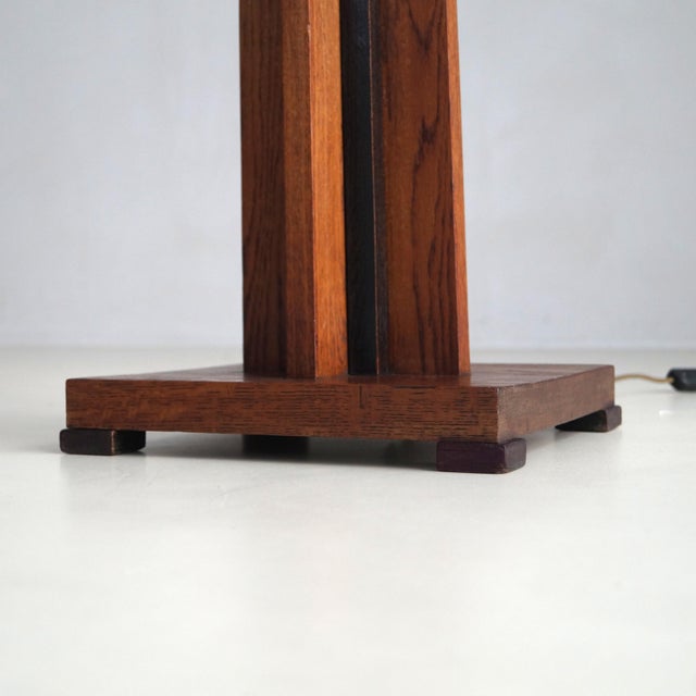 Dutch Hague School Art Deco Modernist Oak Floor Lamp, 1920s For Sale - Image 6 of 13