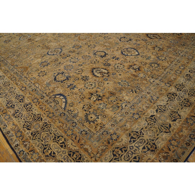 Luxurious Beige Background With Special Allover-Floral Design Antique Persian Kirman Rug For Sale - Image 12 of 12