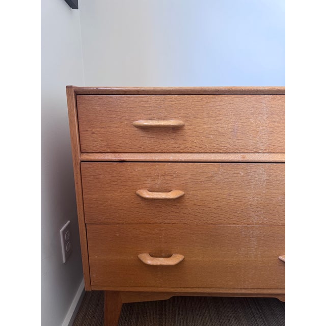 Mid Century G Plan chest of drawers purchased from Grange Furniture in London. Three drawer with legs. Top drawer has...