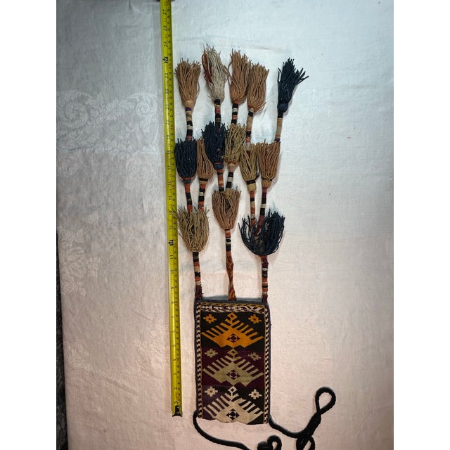 Late 19th early 20th century hand dyed, hand woven spindle bag made by nomadic Yomut women of Turkmenistan. Amazing...