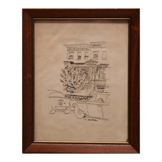 Mid 20th Century "City With Cars" Modernist Abstract Print by R. MacMillan, Framed For Sale