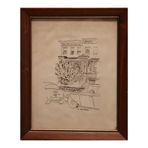 Mid 20th Century "City With Cars" Modernist Abstract Print by R. MacMillan, Framed