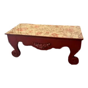 Early 20th Century Small Antique Red Asian Table With Scroll Legs