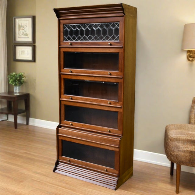 Brown Legacy 5 Stack Barrister Bookcase - Light Brown Walnut For Sale - Image 8 of 8