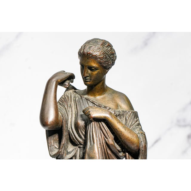 Victorian Wonderful High Quality Large Antique Victorian Bronze Statue Sculpture Diana of Gabii Neoclassical Woman Grand Tour For Sale - Image 3 of 17