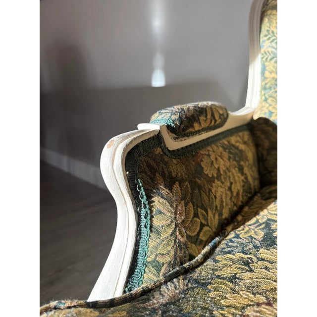 Green Vintage Bergere Audubon Tapestry Armchair For Sale - Image 8 of 12